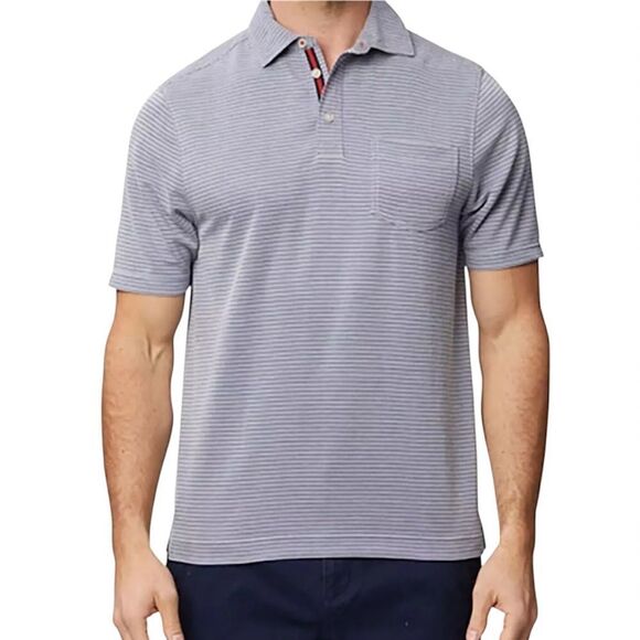 RFT by Rainforest Men's Striped Short-Sleeved Polo Shirt (Size L) - NWT - Picture 1 of 7
